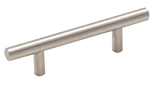 Image of Amerock 3 inch Bar Pulls Sterling Nickel Drawer Pull | 3 inch (76mm) Center-to-Center Mounting Distance and 5-3 /8 inches Overall Length, Durable Carbon Steel Cabinet Hardware
