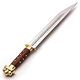 Windlass Real Viking Seax Sword with Leather Sheath - Hand-Forged Short Sword Studded Wooden Handle