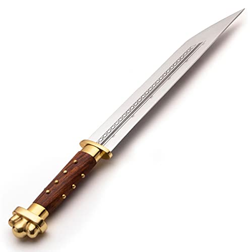 Windlass Real Viking Seax Sword with Leather Sheath - Hand-Forged Short Sword Studded Wooden Handle