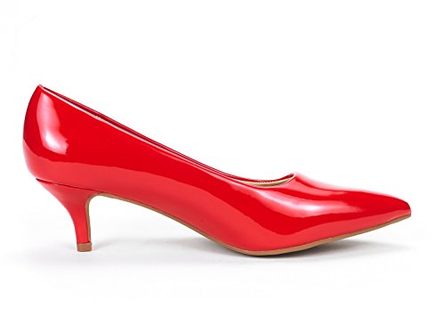 DREAM PAIRS Women's Pumps Kitten Pump Heel Shoes,Red/Pat,5.5 - image 6
