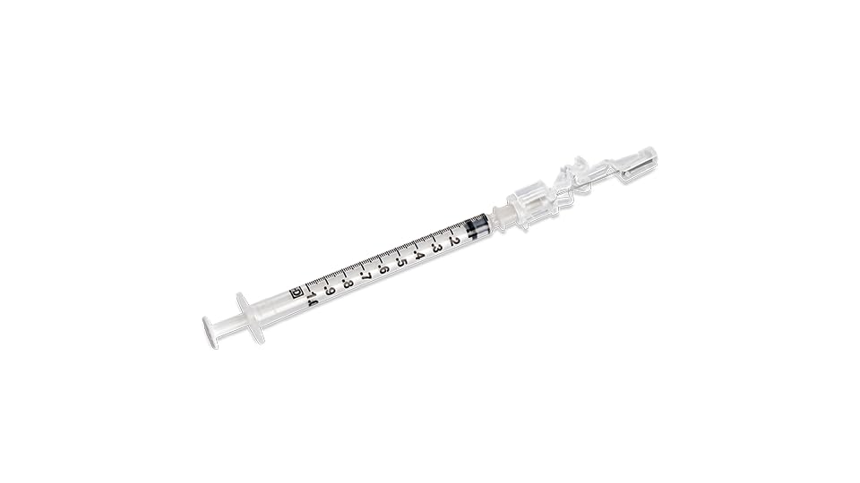 BD SafetyGlide Needle, 27 G x 5/8 in. with 1 mL Syringe, #305927, (50 Count)
