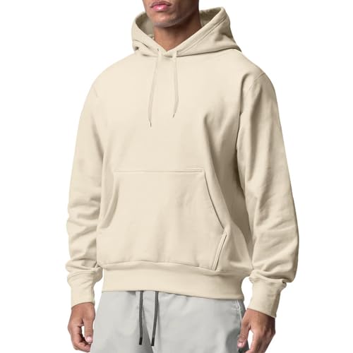 WAZHAKU Sudadera con capucha para hombre, primavera, moda, tiempo libre, tallas grandes, sudadera con capucha, R Beige, S
