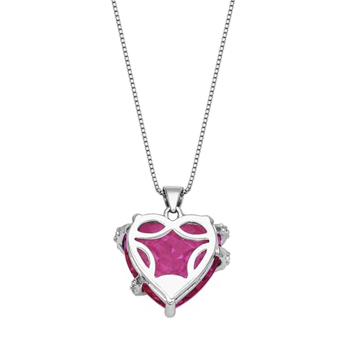 Amazon Essentials Sterling Silver Created Pink and White Sapphire Wrapped Heart Pendant Necklace , (previously Amazon Collection)3