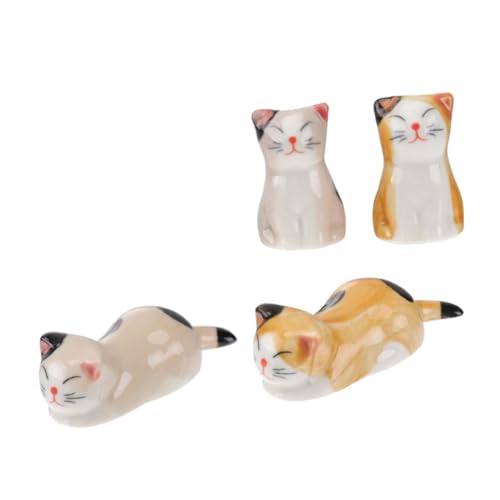 FONDOTIN 4個 和風製 猫デザイン箸置き 食卓用カトラリーレスト 素材で丈夫 ホテル レストラン 家用に