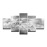  BIURKA impresiones de fotos sobre Lienzo Lobo blanco como la nieve Animal Impresiones Sobre Lienzo Salón/Comedor/Pasillo/Recibidor, Cuadro Decorativo Moderno Sin marco 5 Partes 50x25cm