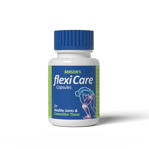 Bakson Flexicare Capsules For Strengthening Bones, Joints & Connective Tissues | Reduces Inflammation, Joint Stiffness, Improves Joint Mobility & Relieves Pain For Men & Women, 30 Capsules