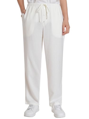 Weintee Women's Petite Linen Pants Straight Leg M White — Amazon listing image