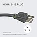 HeyYance 2 Pack 3 ft 14/3C SJTW Appliance and Power Tool Cord, 14 Gauge 3 Prong Heavy Duty Replacement Power Supply Cord Cable, 110V 115V 120V AC Pigtail, 15A, 1875w