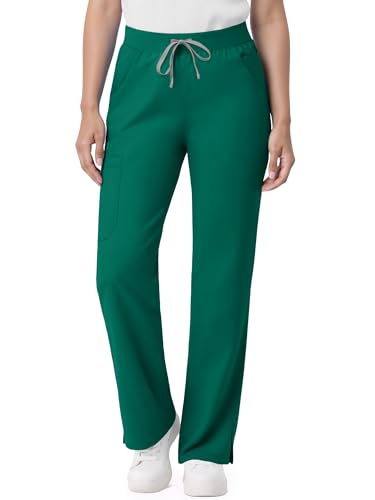 Image of Scrub Pants for Women - Straight Leg Medical Scrub Pants with 6 Pockets - Drawstring Soft Stretch Women Scrub Pant