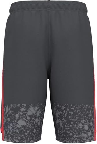 Under Armour Kids Stunt 3.0 Printed Shorts (Big Kids) - Pure Polyester Fabric - Encased Elastic Waistband Castlerock/Red Solstice/Steel MD (10-12 Big Kid) One Size2