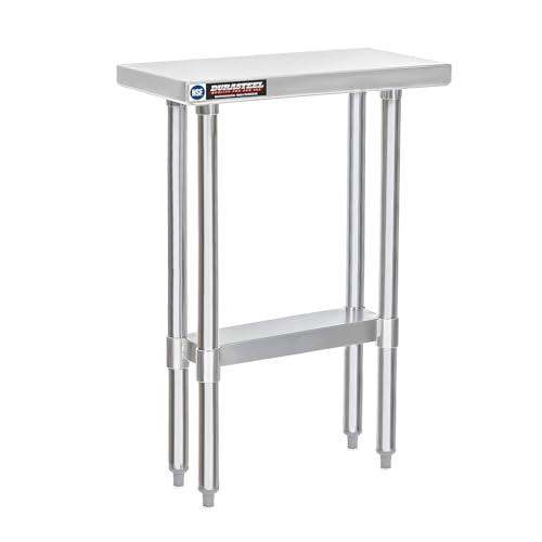 Image of DuraSteel 24x12 Stainless Steel Work Table - NSF Commercial Prep Metal Table - Outdoor Pizza Oven Stand w /Under Shelf - Kitchen Island Laundry Utility Garage Microwave Stand Large Rolling Storage Cart