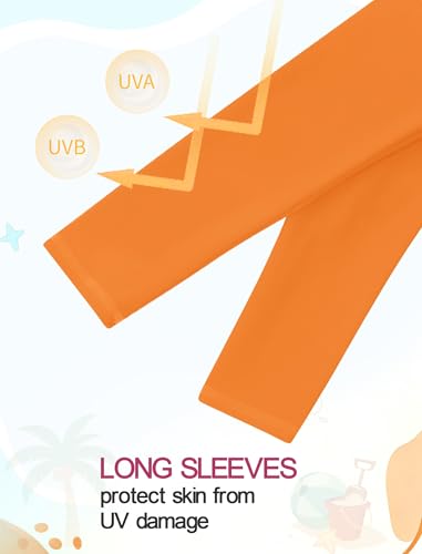 Image of Girls Swimsuit Long Sleeve Swim Shirt 3 Piece Rash Guard for Girls Bathing Suit with Boyshorts