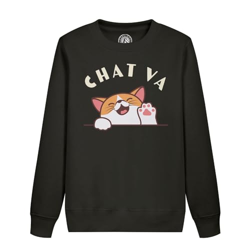 Sweat enfant chat va chaton humour en coton confortable pour l'école