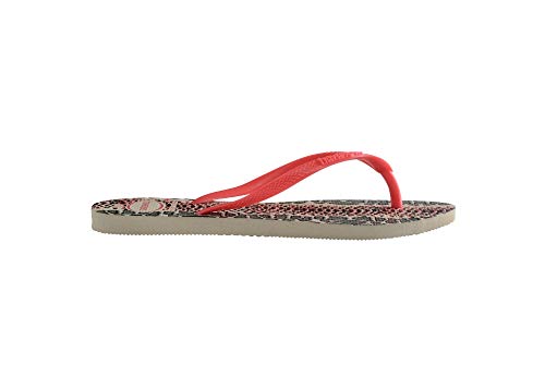 Chinelo Slim Animals, Havaianas, Feminino, Bege Palha/Coral, 33/34
