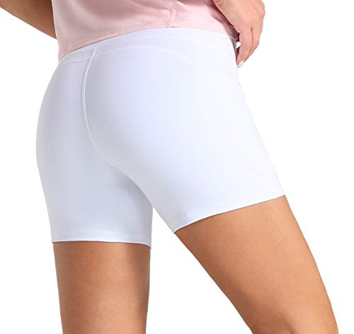 Wjustforu Women's 5" High Waist Biker Shorts Tummy Control Compression Yoga Short Tight Shorts for Workout Running(White, Small) - Thumbnail 4