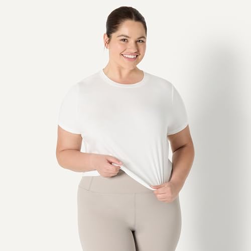 Amazon Essentials Women's Regular Fit Active Soft Cotton Crewneck Short Sleeve Yoga Workout Lightweight Cropped T-Shirt, White, Medium by Amazon Essentials - Used condition - Image 7