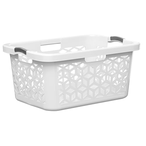EconoHome Laundry Basket - Large 2 Bushel Laundry Basket with Handles - Stackable Plastic Hamper for Dirty Clothes - Storage Bin & Organizer for Bathroom, Bedroom - White, 70.5L Capacity – Heavy Duty