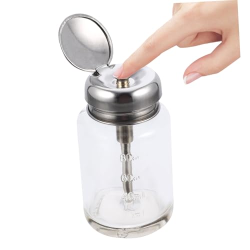 PartyKindom Botella Dosificadora de Vidrio con Bomba Presionadora Dispensador Portátil para Quitaesmalte y Líquidos Diseño Prueba de Fugas para Uso Doméstico y Viajes