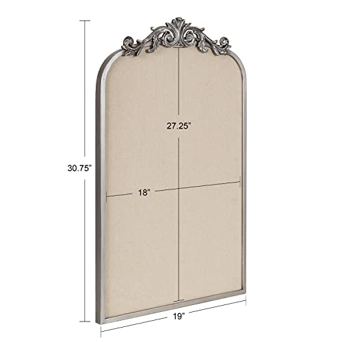 Image of Kate and Laurel Arendahl Arch Pinboard; Silver; 19 x 31; Framed Arched Ornate Vintage Pinboard for Unique Display; Organization; and Decor Options