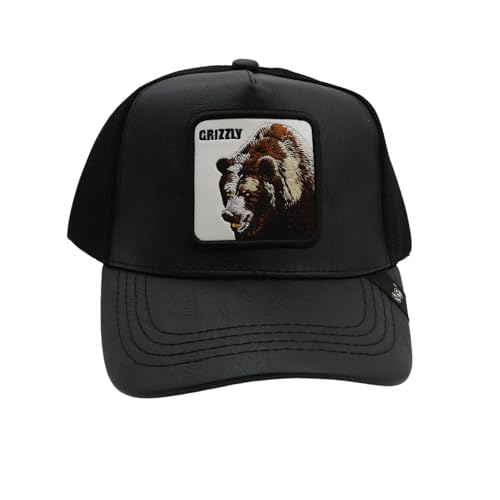 Image of kill off Leather Baseball Cap Panther Patch Cap Trucker for Men Snapback Mesh Animal Patch Hat Men's Black Djustable Baseball Hat Streetwear Fashion Hat