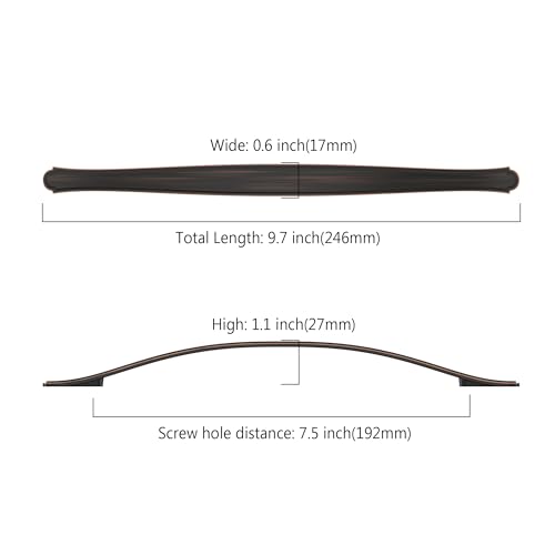 Image of Asidrama 10 Pack 7.5 Inch(192mm) Oil Rubbed Bronze Kitchen Cabinet Handles Cabinet Pulls Kitchen Cabinet Hardware for Cupboard Drawer Pulls