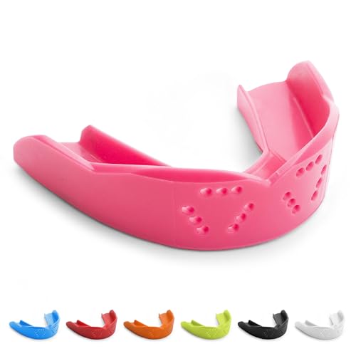 SISU 3D Youth Mouthguard Hot Pink - Pre-Formed Easy Fit Protection for Lacrosse Football Hockey Team Sports - Remoldable Up to 20 Times - Non Toxic