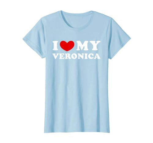 I Love My Veronica, I Heart My Veronica T-Shirt, Women, Baby Blue, Large