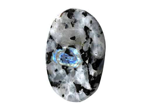 Image of Certified Rainbow Moonstone Crystal Thumb Worry Pebbles Stones for Anxiety Stress Relief Massage - AAA Grade Original Healing Gemstone Agate Rubbing Stone for Yoga Meditation Spiritual Reiki Feng Shui