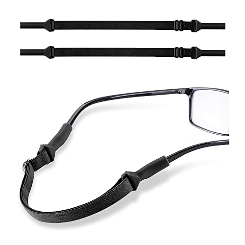 lvvfit Adjustable Glasses Strap, No Tail Adjustable Eyewear Retainer Glasses Straps, Sunglasses Straps for Men,Women,kids(2pcs Black)