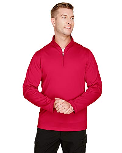 Sudadera Harriton Men's Advantage de un cuarto de cremallera roja talla S para hombre
