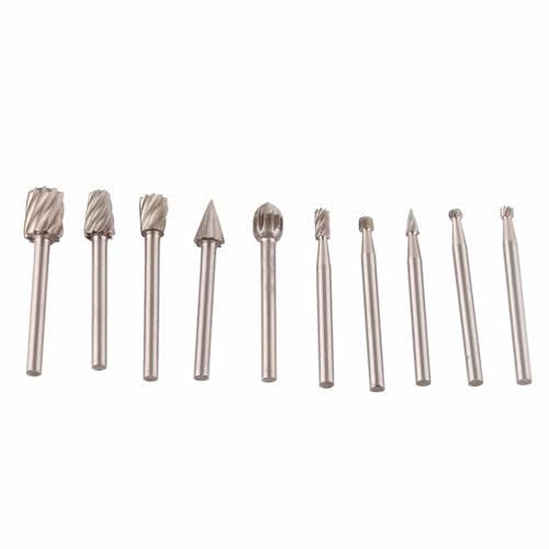 YAOGOHUA Rotary Files High Speed Steel Wood Carving Rasp for Power Tools Woodworking Engraving (10 Pieces Set)