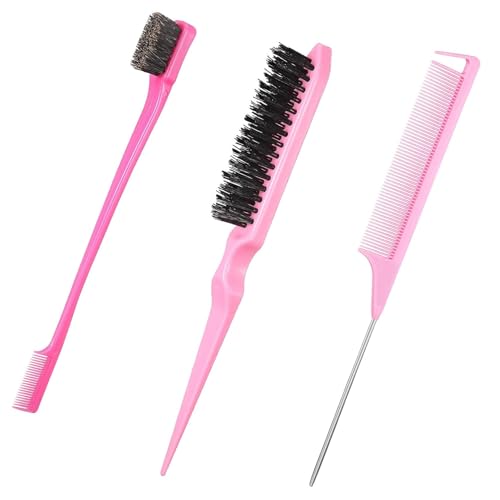 1 Pieces Back Combing Brushes,Slick Back Hair Brush Set With Edge Brush,Suitable for Daily Styling,Root Hair Removal,Bangs Finishing, Edge Modification,Professional Hairdressing and Other Scenarios