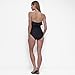 DKNY Women's Pin-up Ruffle Bandeau One Piece Swimsuit with Tummy Control, Black, Medium