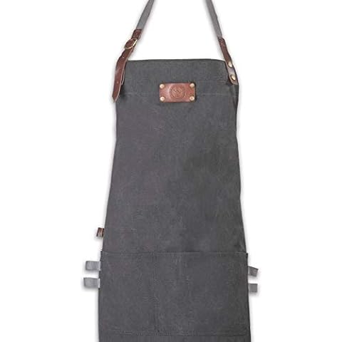 Ess-Nische® Kochschürze Grillschürze für Männer und Frauen - Küchenschürze für Herren - Ideal als Geschenk für Männer, Oma oder Opa - Denim Schürze Damen extra lang - anthrazit Cover