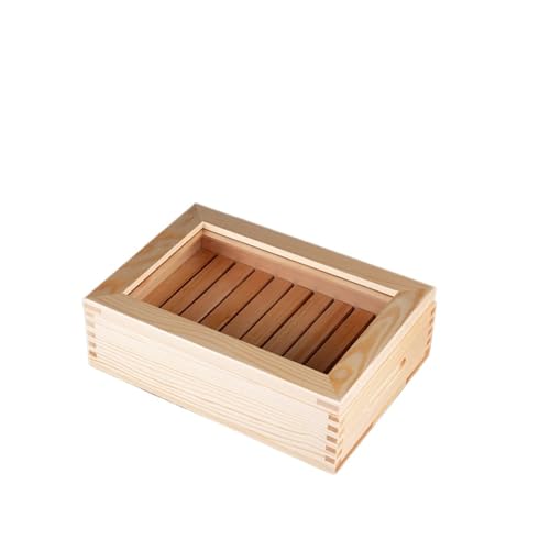 kxptso ネタ箱 木製 寿司 刺身 保存容器 目皿 アクリル製 フタ付 寿司屋 キッチン ホテル レストラン 家庭用 業務用 木製寿司箱 寿司ネタケース (木の色)