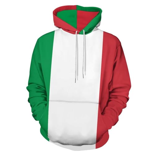 Sweat à capuche drapeau italien homme pull sweat-shirt unisexe manches longues ample