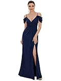 Este coqueto vestido de noche hasta el suelo llamará la atención cuando lo uses para una fiesta. El escote superpuesto con pliegues le da un aspecto encantador. Tiene una silueta favorecedora y el escote corazón en la espalda es para morirse. Las mangas estilo hombros descubiertos son elegantes y elegantes.