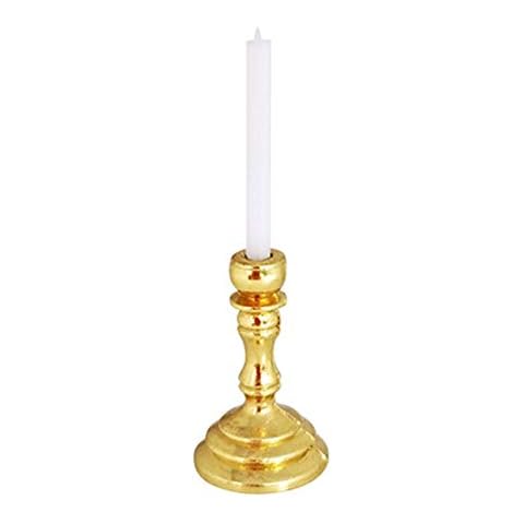 Mothcattl Doll House Furniture Moulds - Mini Candleholder High Simulation Pretend Play 1/12 Scale Miniature Resin Dollhouse Candlestick for Decor - Golden Cover