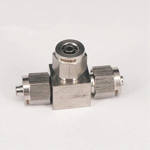Tee Stainless Steel Bulkhead Qucik fit Hose Pipe Fitting Connector Adapter for 6mm/4mm OD/ID Hose Operating Pressure 2.5 Mpa