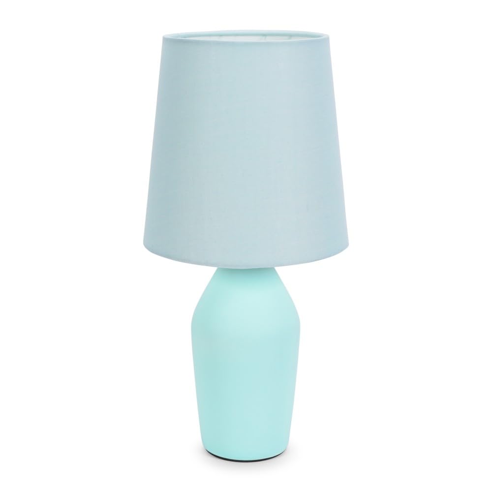 Arlo Compact Ceramic Table Lamp - Pastel Blue - Fabric Shade