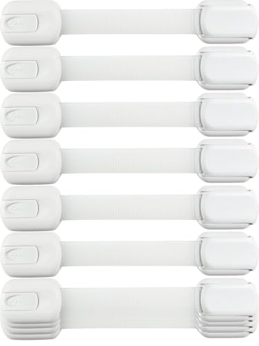 Safety Strap Locks | 10 Pack Baby Proofing for Cabinets Drawers Fridge Toilet & More | Strong 3M Adhesive No Drilling Needed | safety locks Secure Stylish & Easy to Install.