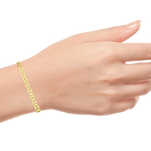 Nuragold 10k Yellow Gold Solid 5mm Anchor Mariner Link Chain Womens Bracelet, Mens Womens Lobster Clasp 7" 7.5" 8" 8.5" 9" - Image 4