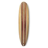 Surfboard Longboard Wall Decoration Décor - Hangs Vertical or Horizontal – Glossy Surface Like a Real Surfboard – Beach House, Coastal Living, Tropical Beach Theme – 66 inches Long Darkwood