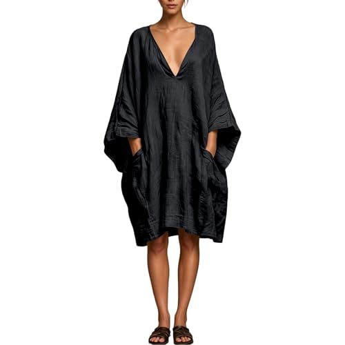Robe décontractée élégante fluide avec coupe ample et manches chauve-souris