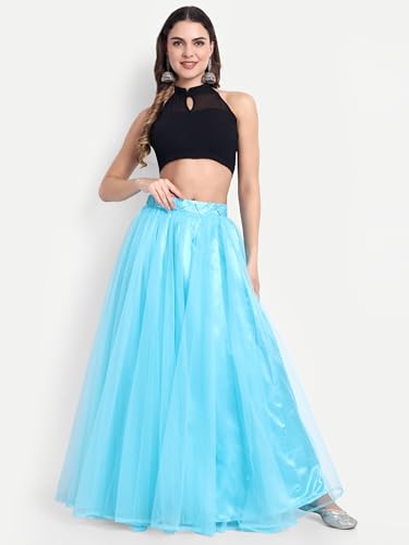 Image of TILISM Women's and Girls Solid Satin Long Skirt
