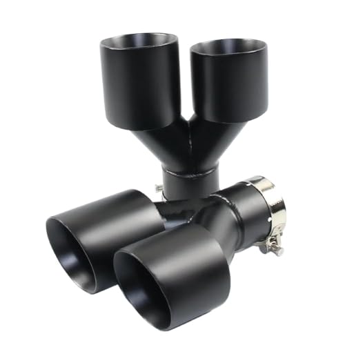 Tubo de escape trasero coche universal de acero inoxidable negro doble silenciador 6