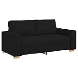 Eleganz Sofá de 2 plazas de tela negra de 140 cm – Sofá moderno de salón de poliéster resistente (100%) con patas de metal y marco de madera maciza, ideal para espacios pequeños