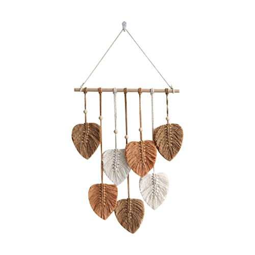 perfk Tapiz Tejido Macramé Colgante de Pared Colgante Bohemio Decoración del hogar Adorno nórdico Borlas de Hojas Decoración de Pared para apartamento, MARRÓN