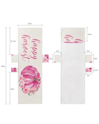 Fall Pink Pumpkin, Beach Lounge Chair Towel Cover, Soft Chaise Lounge Towel with Side Pockets Patio Pool Chairs Cover for Beach/Pool Sunbathing 29x85 Country Rustic Thanksgiving Autumn Flower