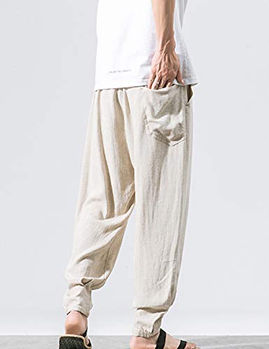 ZGZZ7 Men's Summer Casual Loose Tapered Pants Palazzo Lounge Ankle Cropped Pants Trousers2